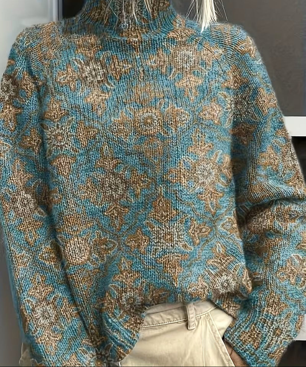 Modern women's sweater with a high collar in an elegant style