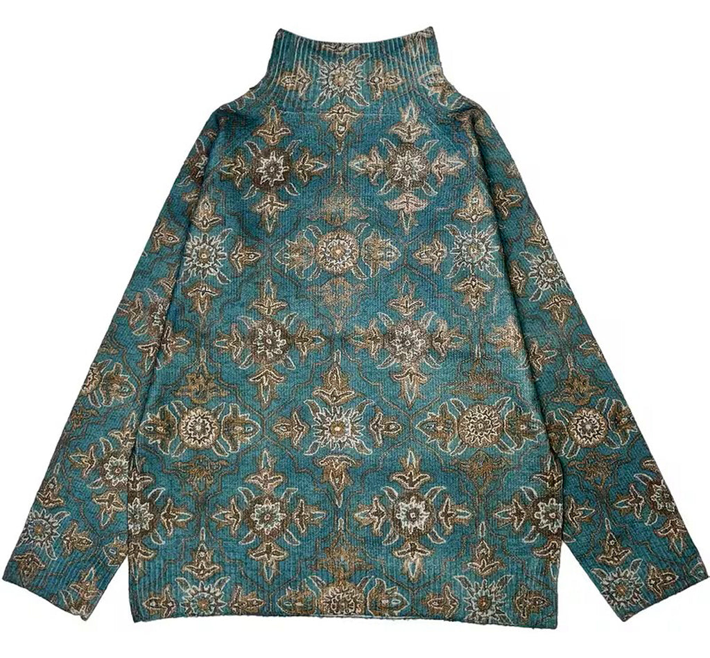 Modern women's sweater with a high collar in an elegant style