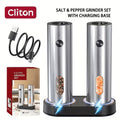 Premium Rechargeable Electric Salt and Pepper Grinder Set with Charging Dock, 2-Piece Automatic Mill Set with LED Light & Adjustable Coarseness, Large Capacity 110ml, Perfect Kitchen Gift