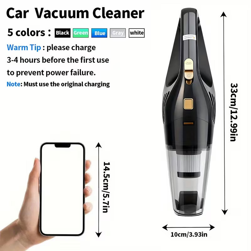 Cordless Handheld Vacuum Cleaner for Car and Home, 6000PA, 1800mAh, with 5 Accessories