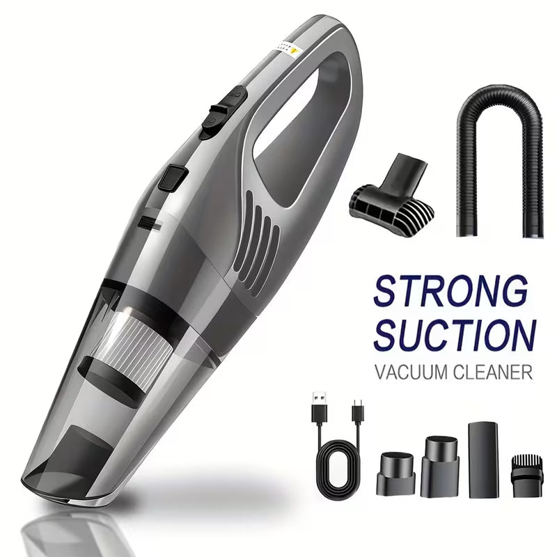 Cordless Handheld Vacuum Cleaner for Car and Home, 6000PA, 1800mAh, with 5 Accessories