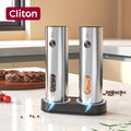 CLITON Rechargeable Electric Salt and Pepper Grinder Set, 2-Pack, USB Charging with LED Light, Adjustable Coarseness, Premium Kitchen Gift