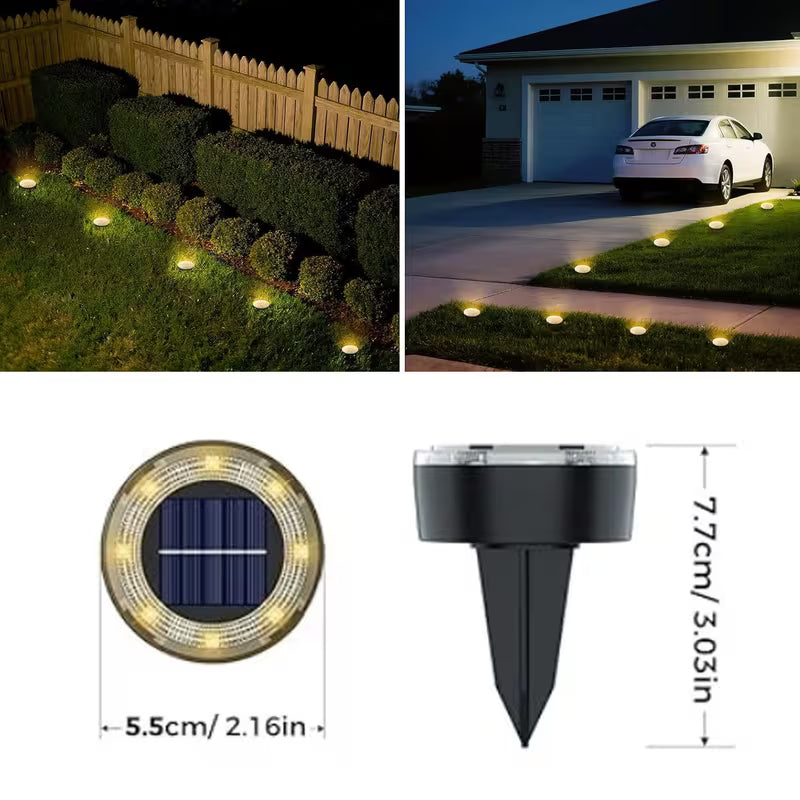 Solar LED Ground Light for Garden & Pathway, Waterproof Outdoor Landscape Lighting, Auto-On Solar Path Lamp