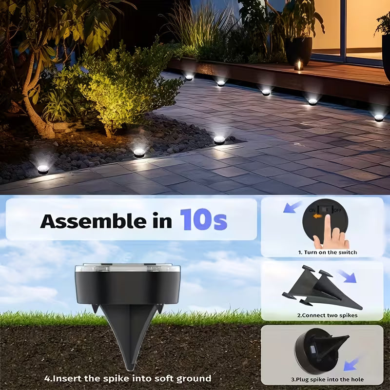 Solar LED Ground Light for Garden & Pathway, Waterproof Outdoor Landscape Lighting, Auto-On Solar Path Lamp