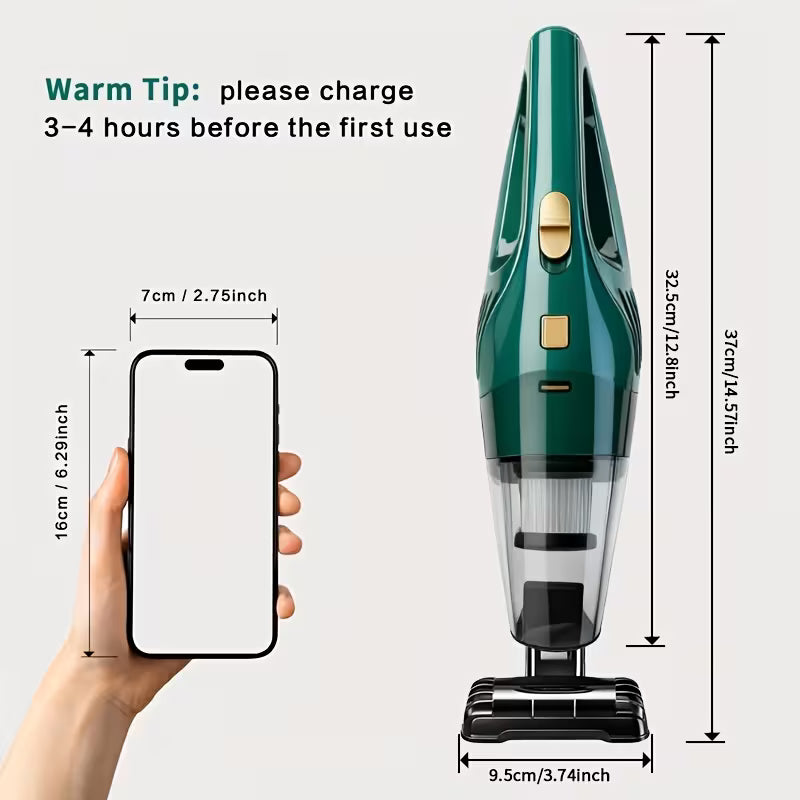Powerful Cordless Handheld Vacuum Cleaner, High-Suction Portable Car & Home Vacuum, Rechargeable Lithium Battery, Ideal for Pet Hair & Car Detailing