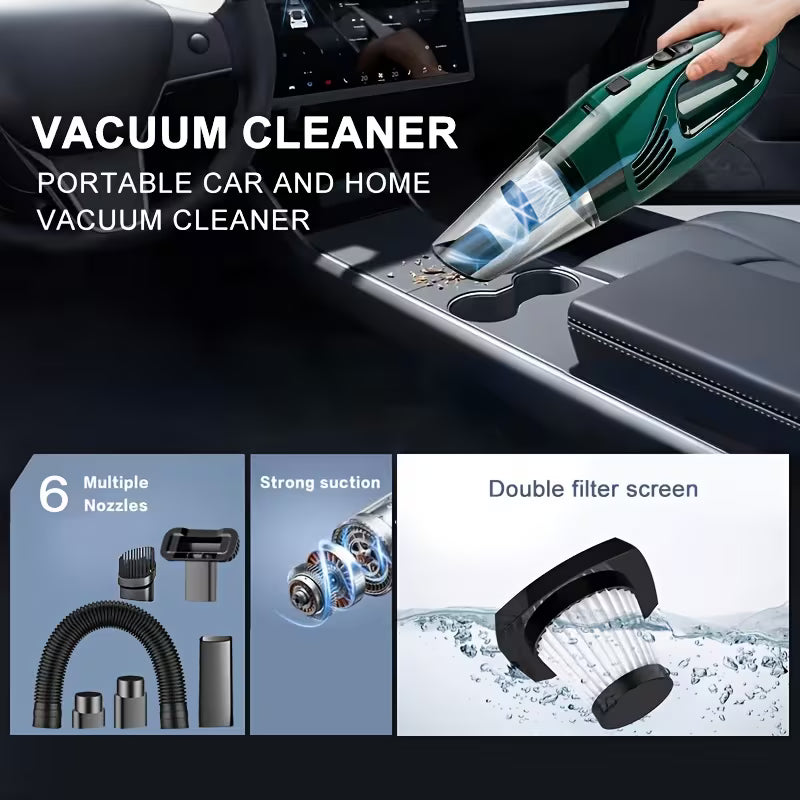 Powerful Cordless Handheld Vacuum Cleaner, High-Suction Portable Car & Home Vacuum, Rechargeable Lithium Battery, Ideal for Pet Hair & Car Detailing