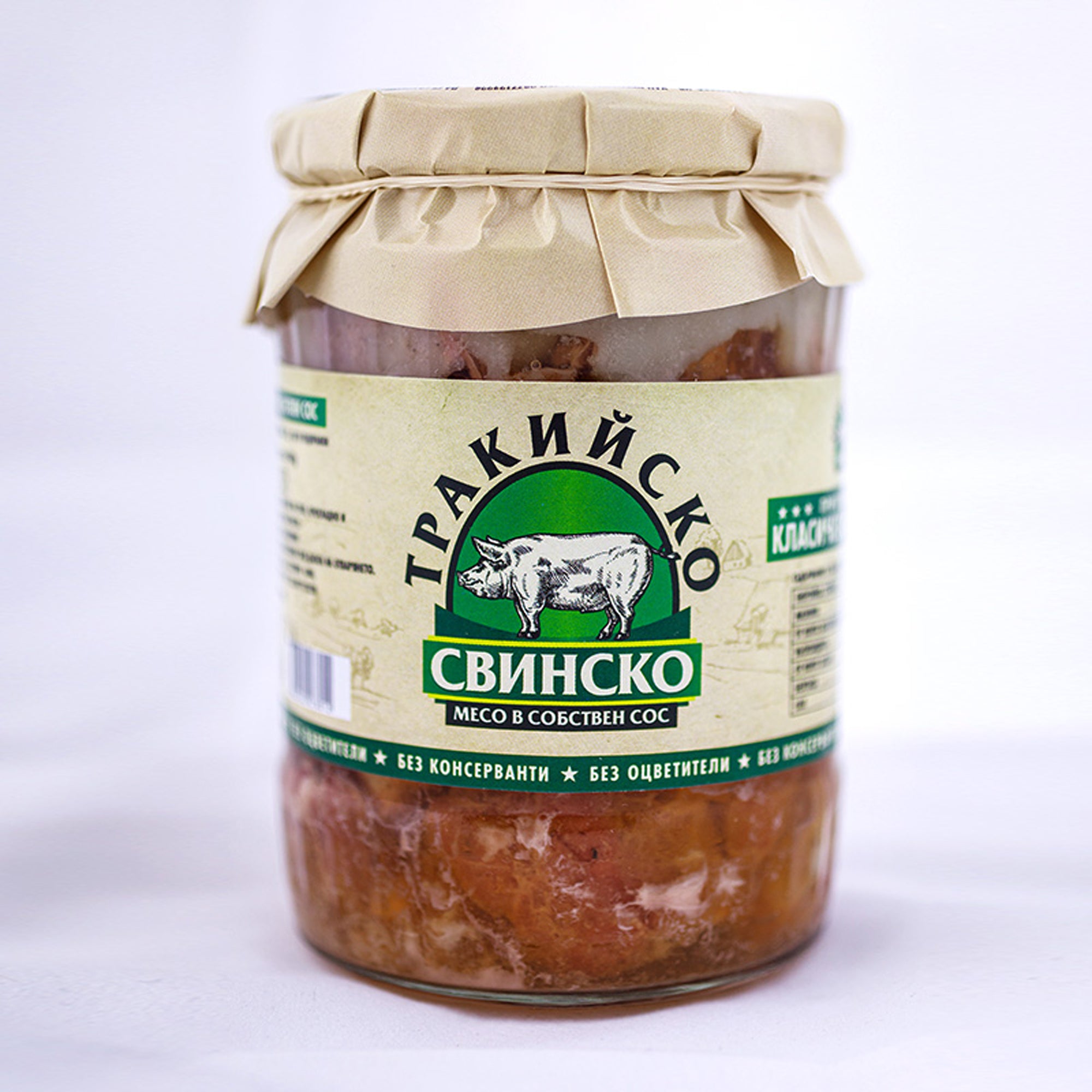 Pork in own sauce glass jar 2 pieces handmade Natural