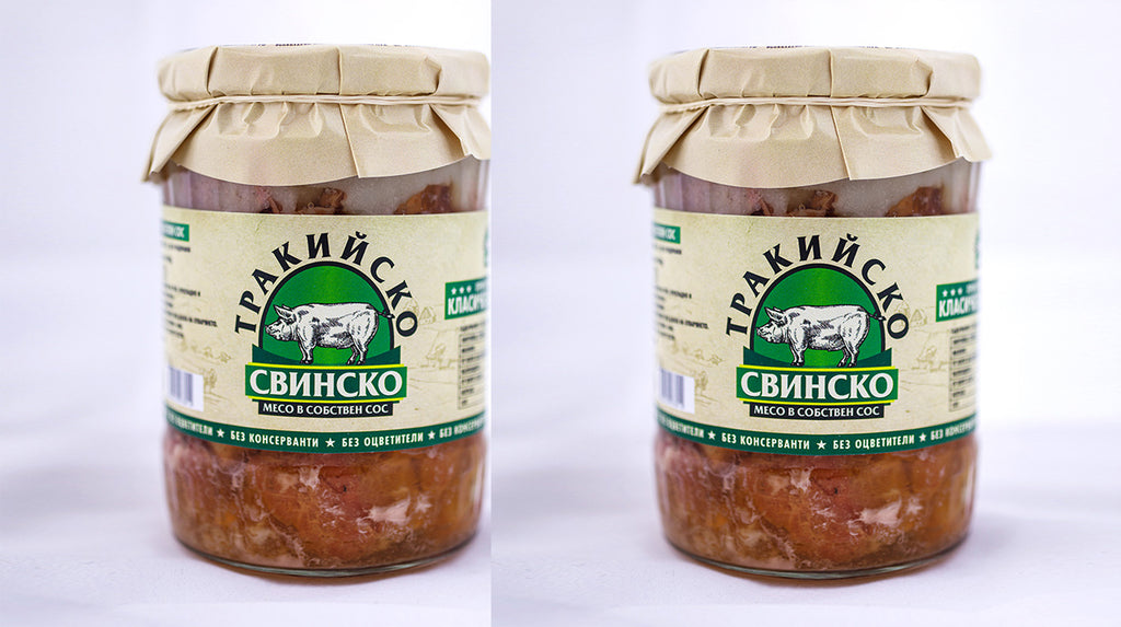 Pork in own sauce glass jar 2 pieces handmade Natural