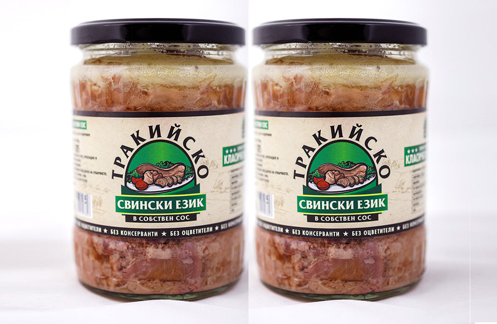 Pork tongue Thracian meat in own sauce glass jar 2 pieces