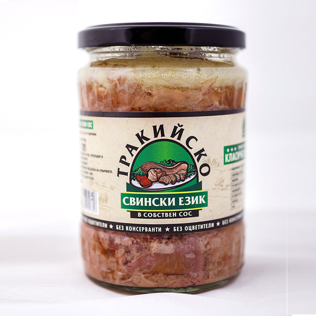 Pork tongue Thracian meat in own sauce glass jar 2 pieces