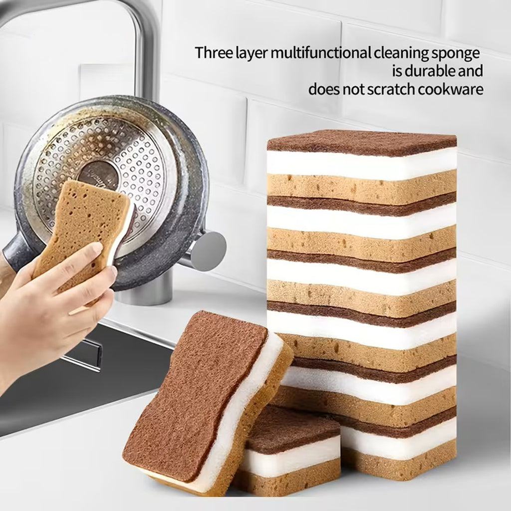 Premium 3-Layer Kitchen Cleaning Sponges (Multi-Pack) 10 pieces pack