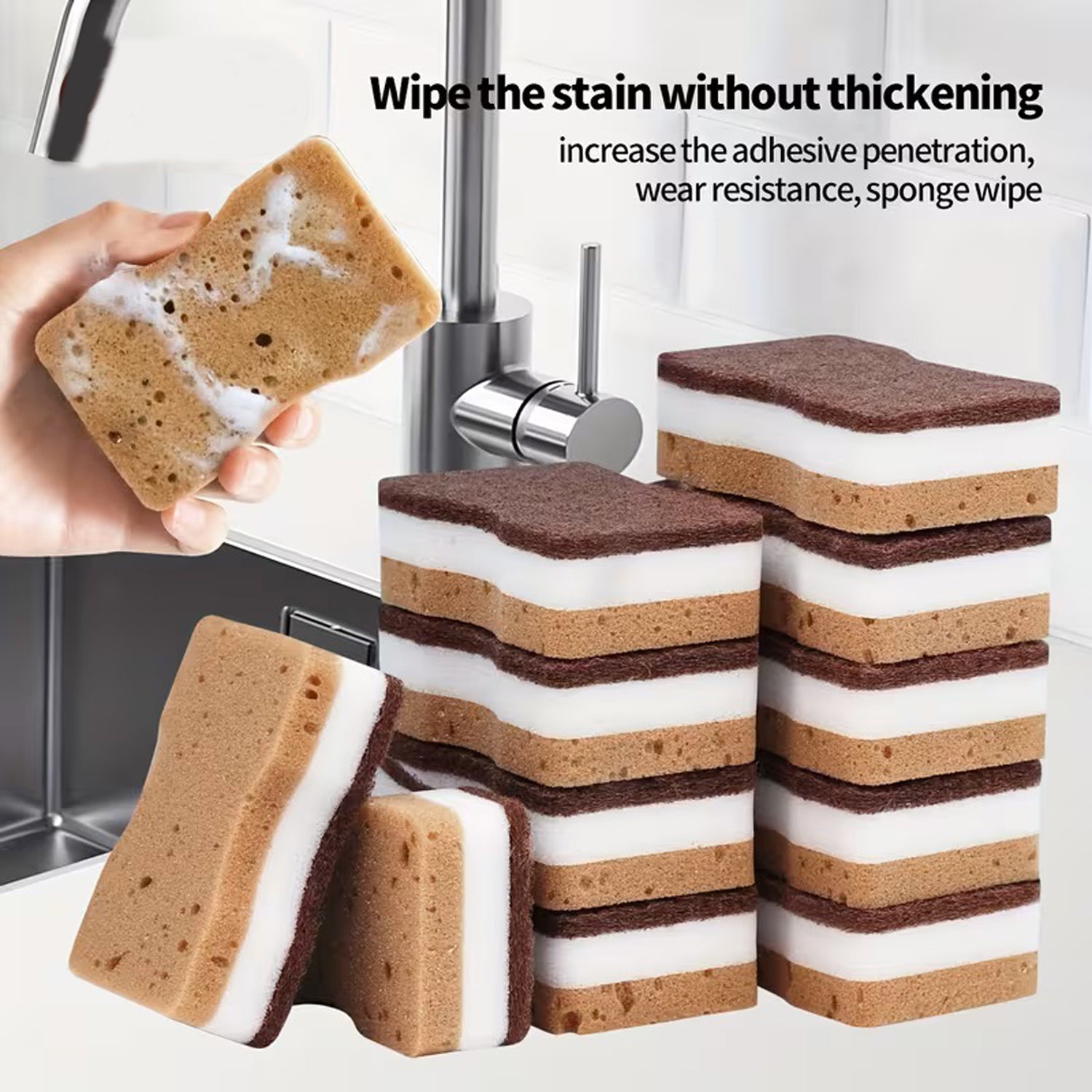 Premium 3-Layer Kitchen Cleaning Sponges (Multi-Pack) 10 pieces pack