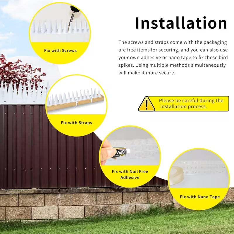 Large Spikes for Outdoor Use Against Pigeons, Mice and All Kinds of Birds White