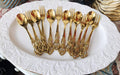 Dessert cutlery in gold-plated stainless steel 6 pieces spoons and forks