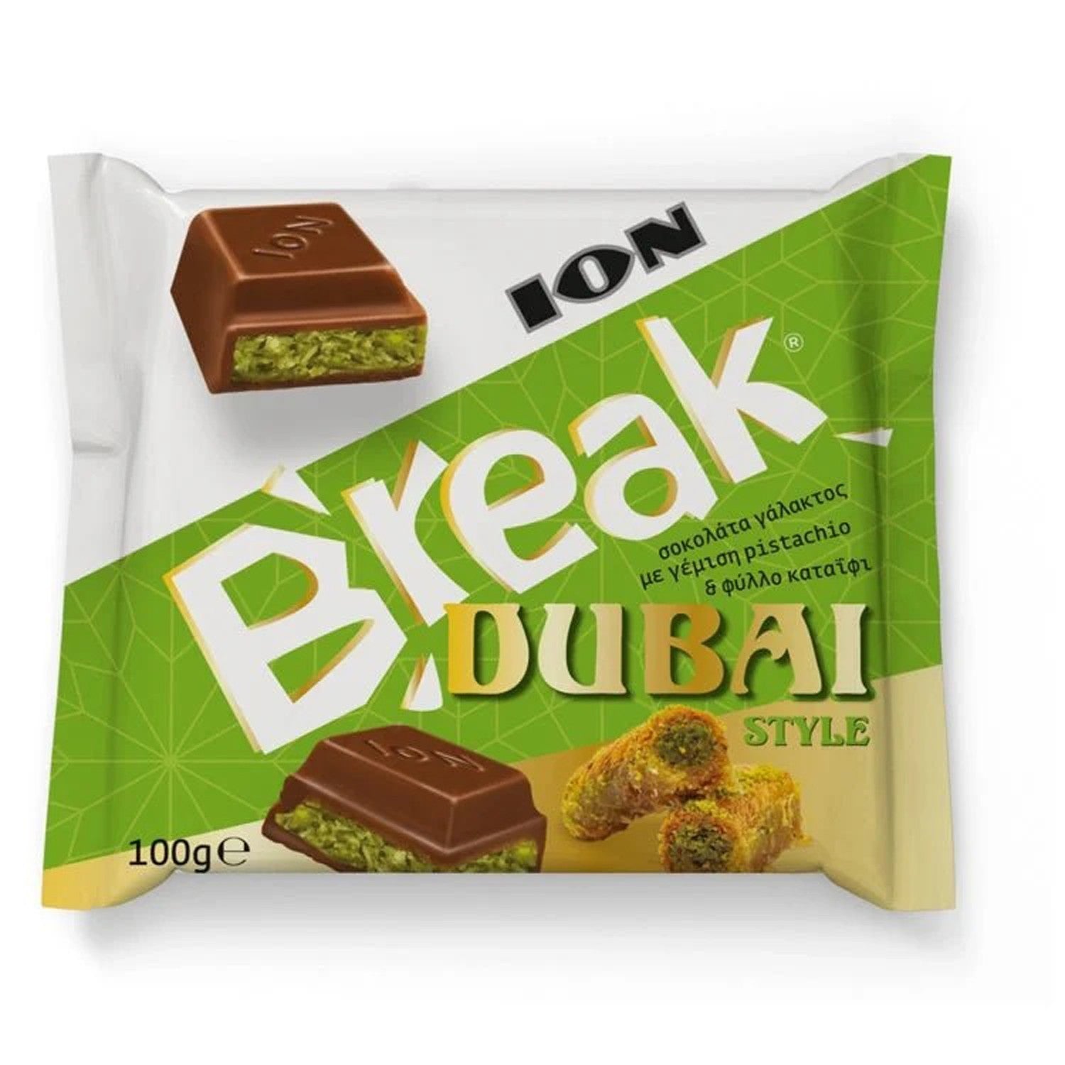Dubai ION milk chocolate with pistachio and kadaif filling 100 g