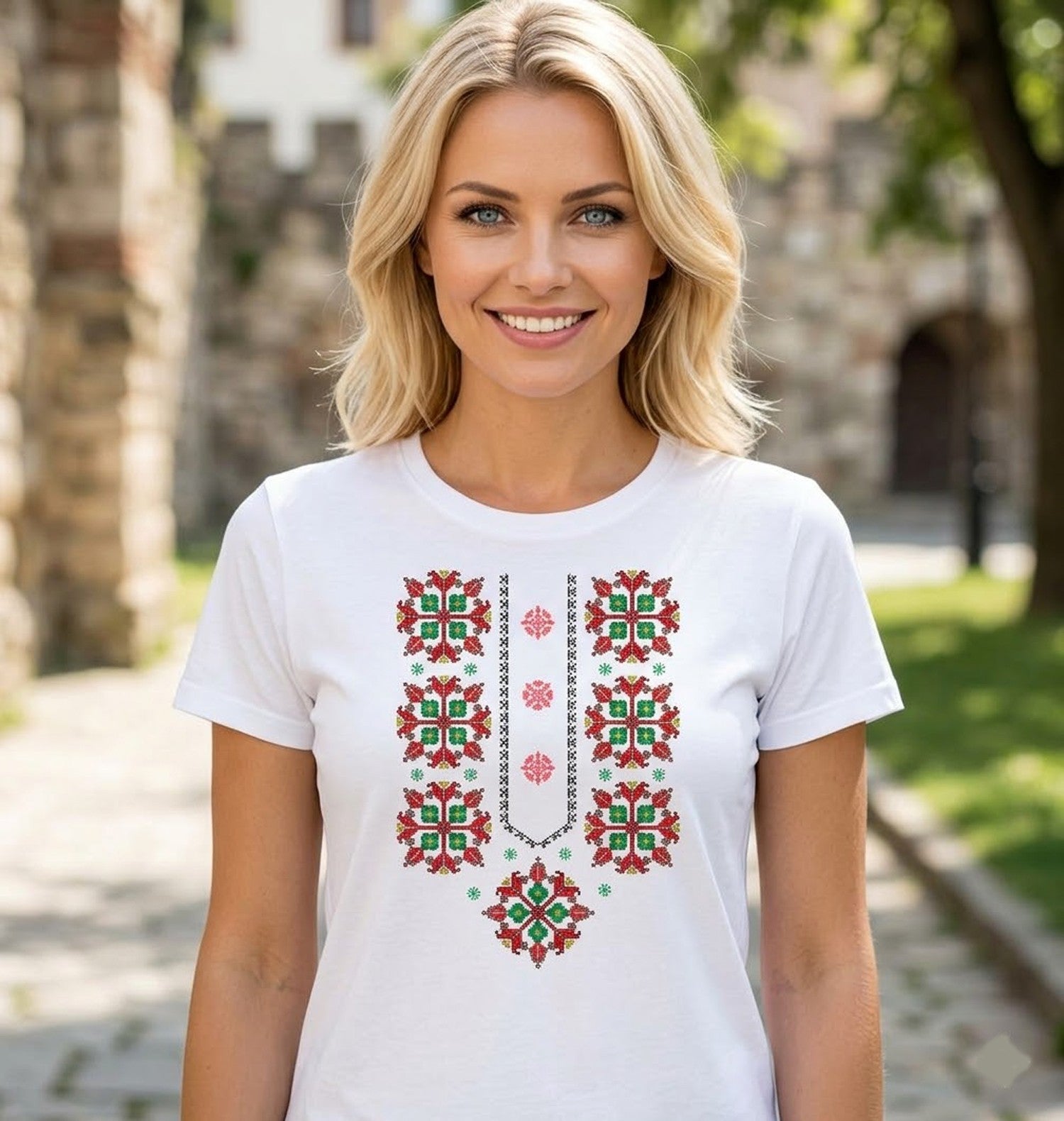 Ethnic T-shirt Women's Men's Children's T-shirt Baby Bodysuit with Ethnic Embroi