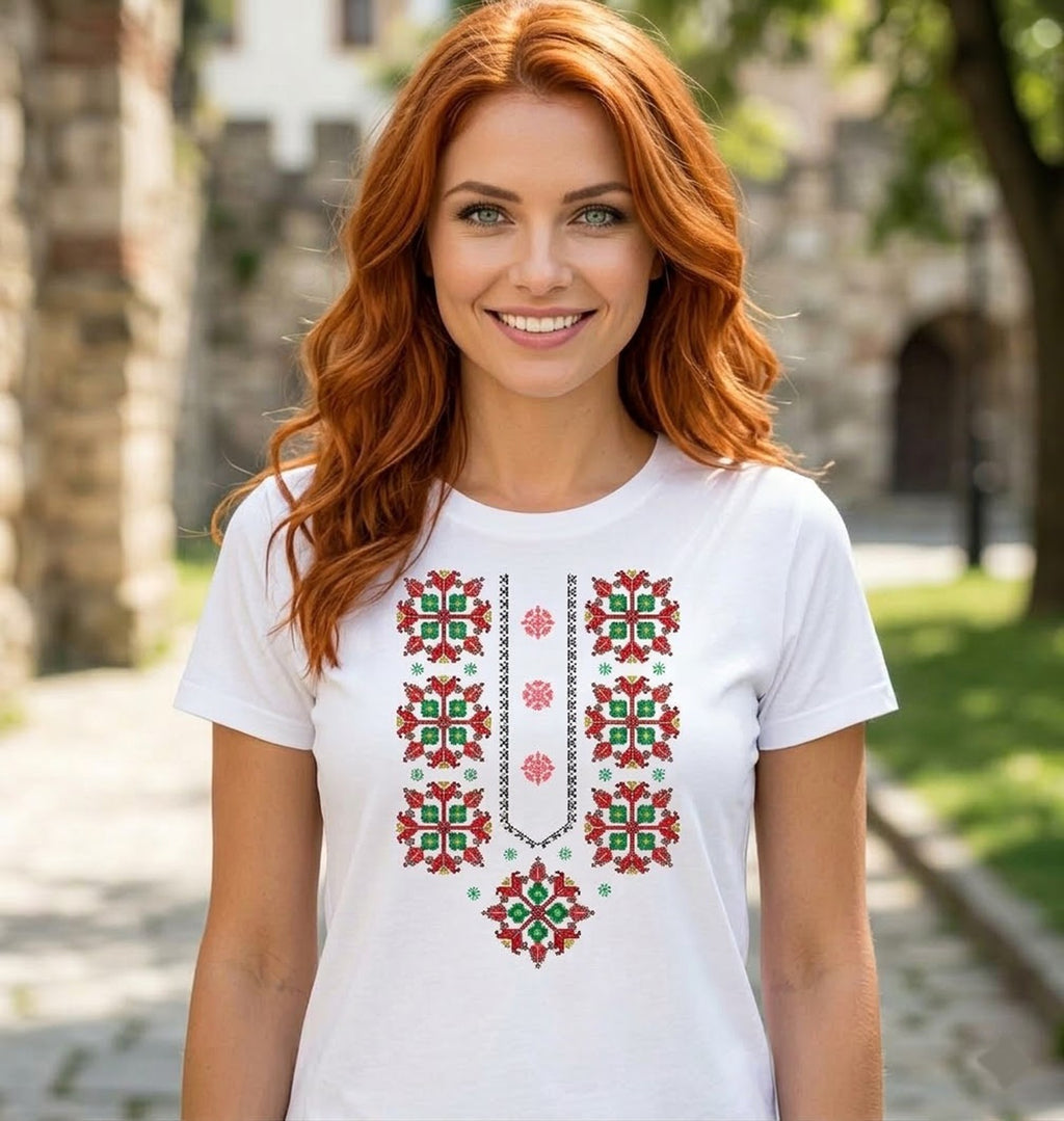 Ethnic T-shirt Women's Men's Children's T-shirt Baby Bodysuit with Ethnic Embroi