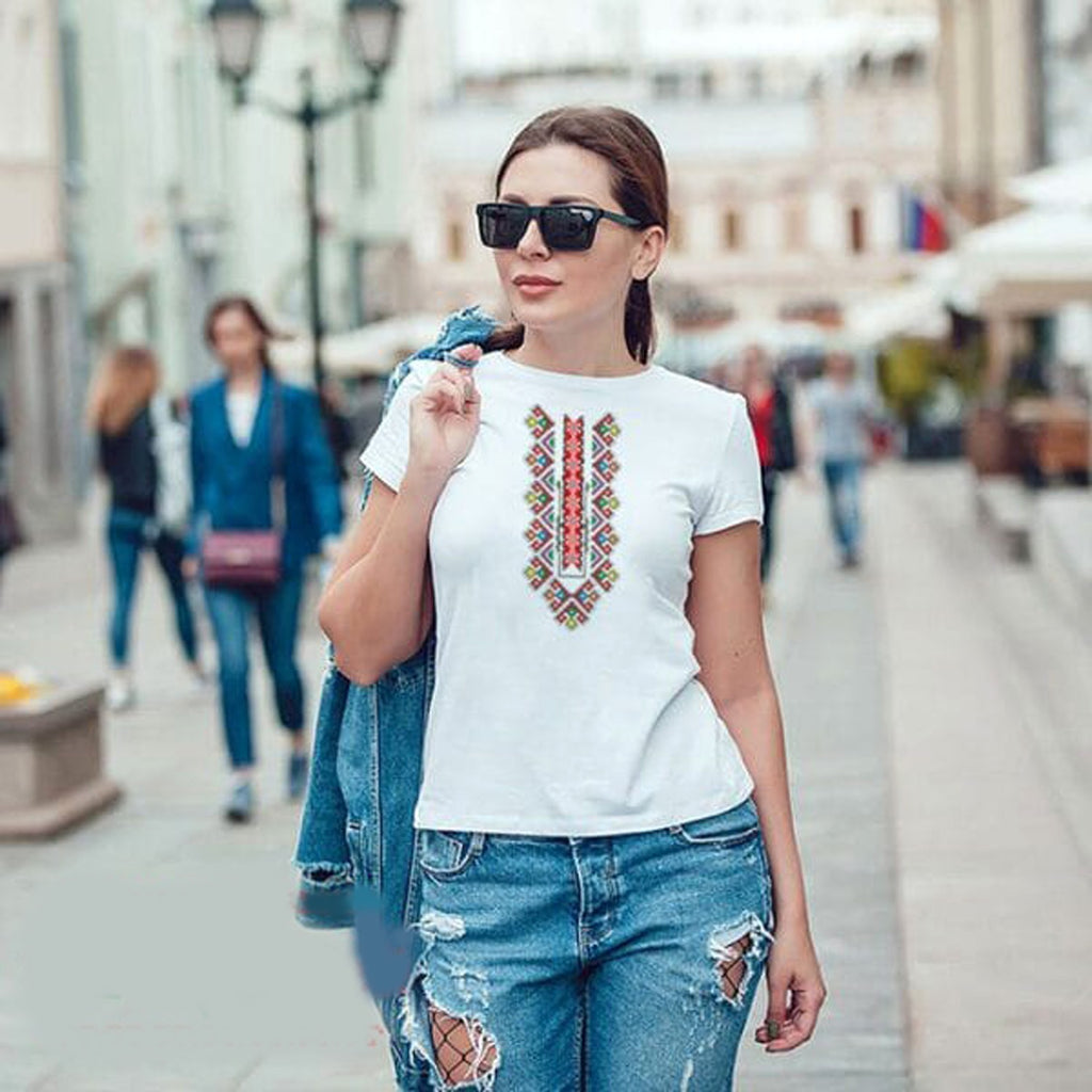 Ethnic T-shirt Women s men s children s T-shirt baby bodysuit with ethnic embroi