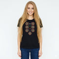 Women's black ethnic t-shirt with embroidery, beautiful handmade original