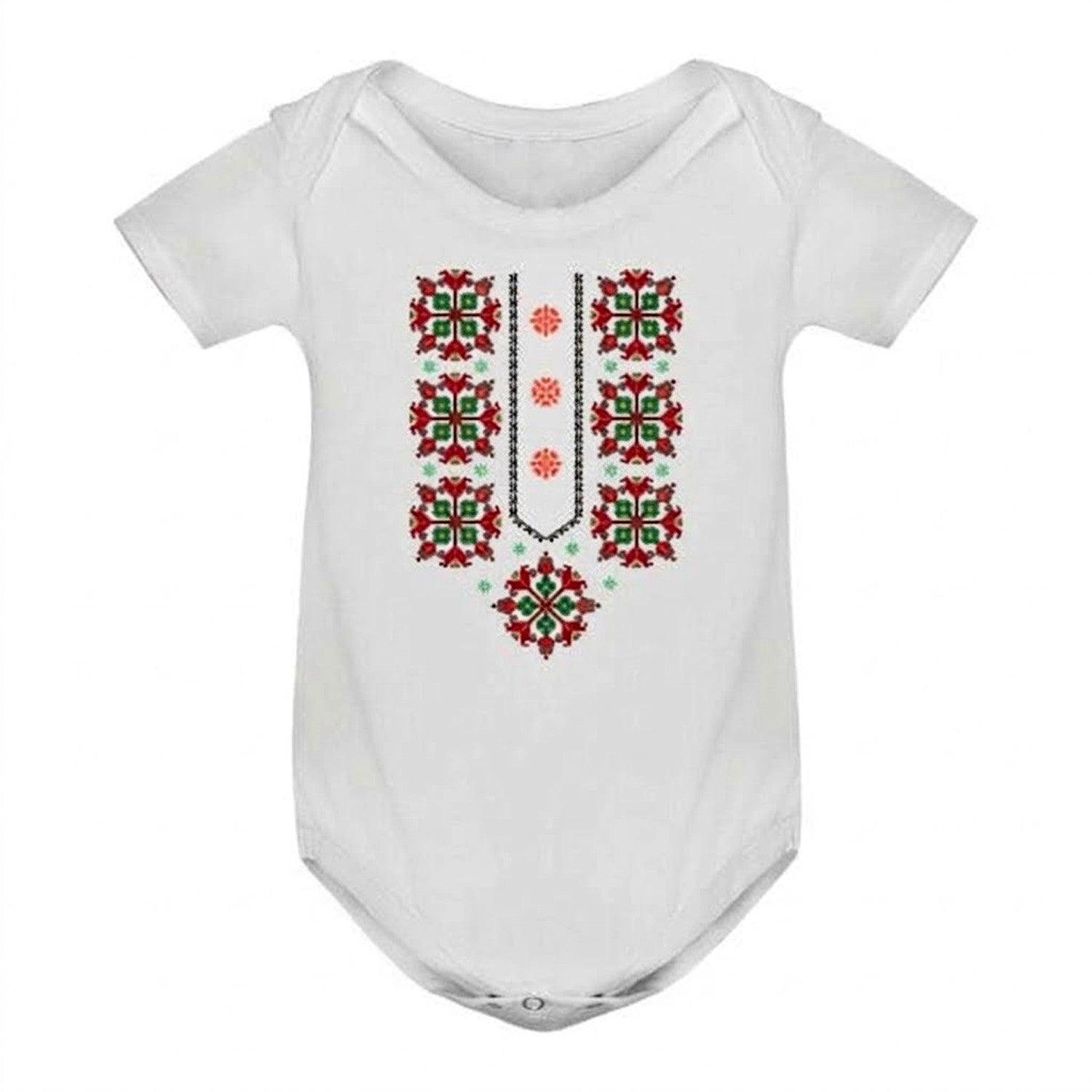 Ethnic T-shirt Women's Men's Children's T-shirt Baby Bodysuit with Ethnic Embroi