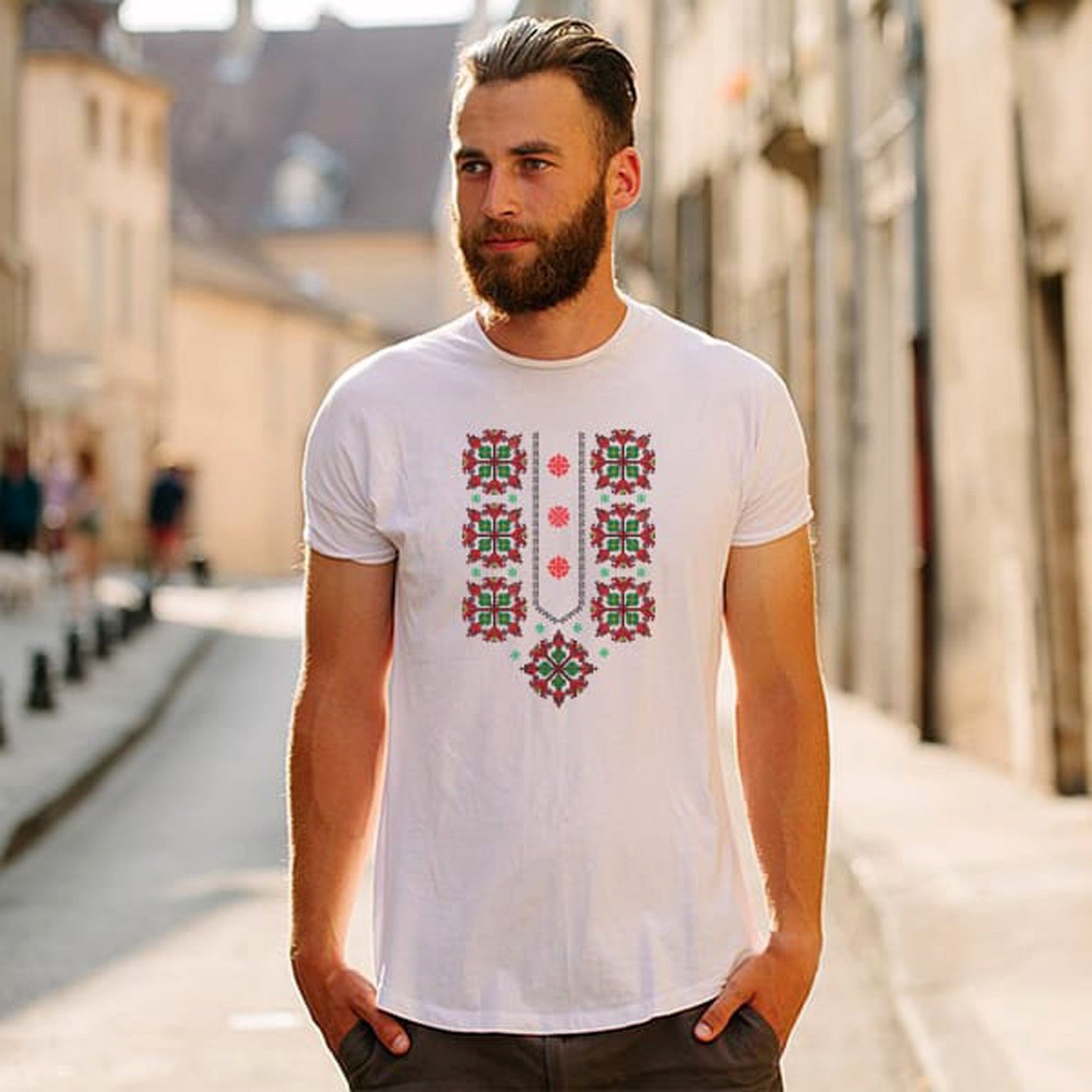 Ethnic T-shirt Women's Men's Children's T-shirt Baby Bodysuit with Ethnic Embroi