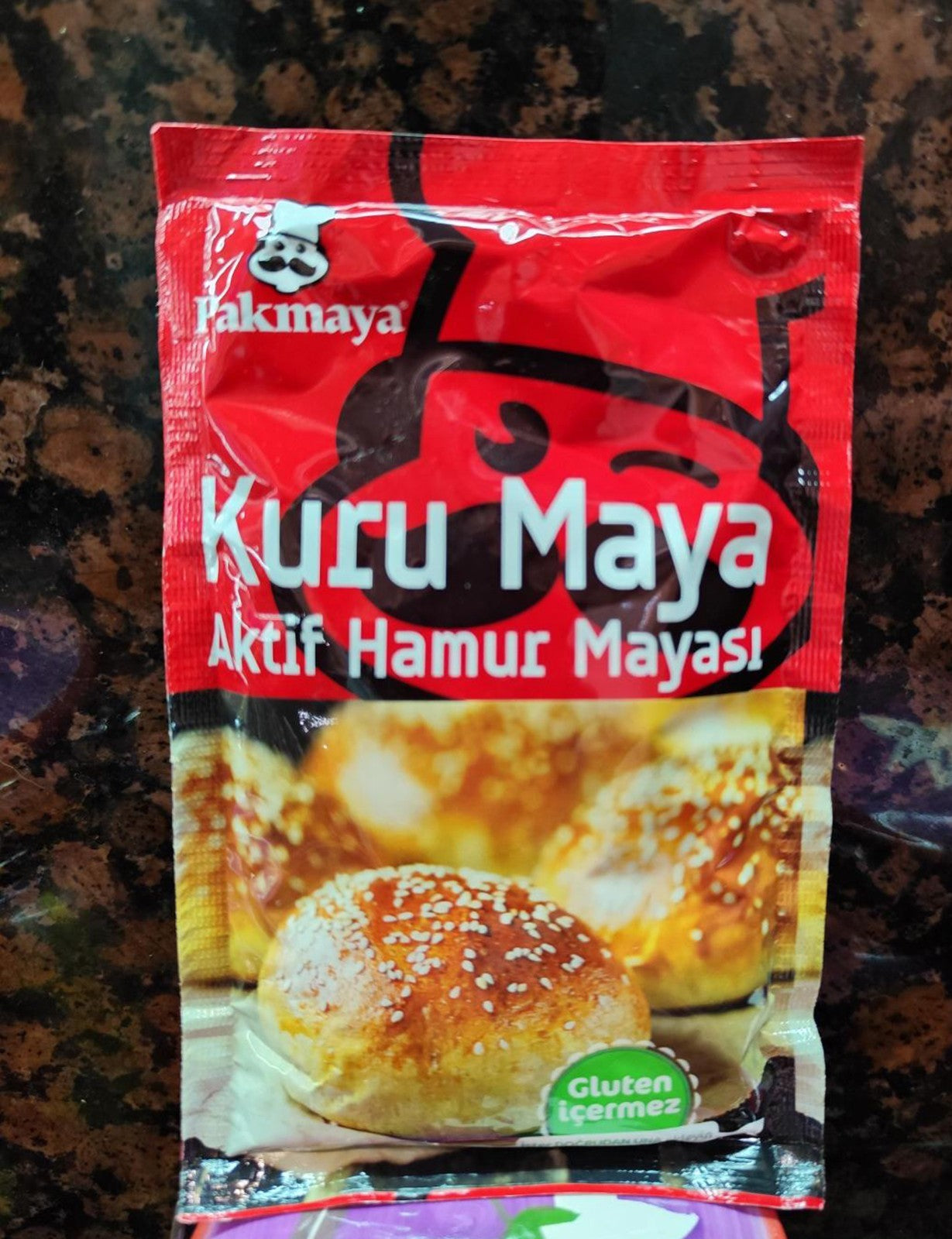 Turkish dry instant yeast for bread Pakmaya 100 g Natural